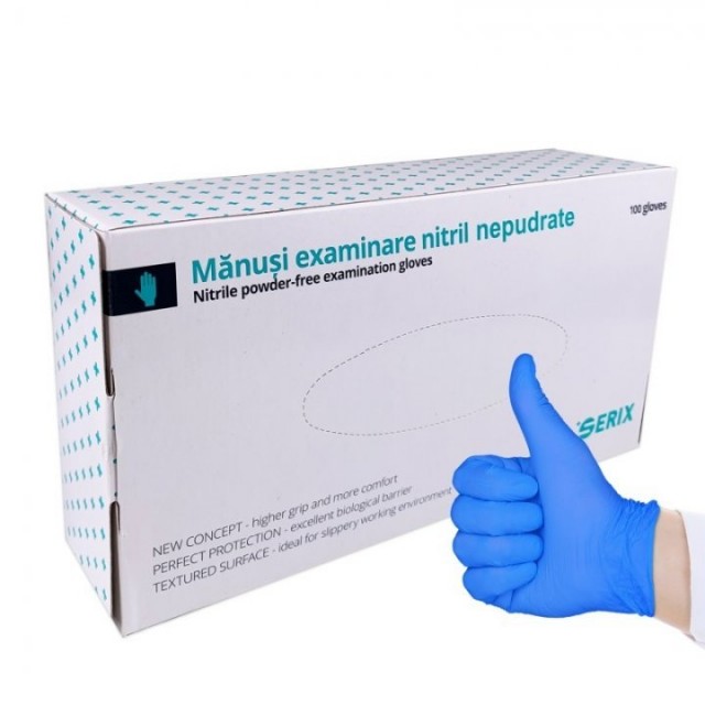 Manusi Nitril Albastre Serix By PT. Universal Gloves 100 Buc